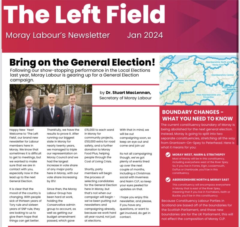 The Left Field will be sent to party members every three months